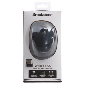 BROOKSTONE Wireless Ergonomic PC Mouse, Black